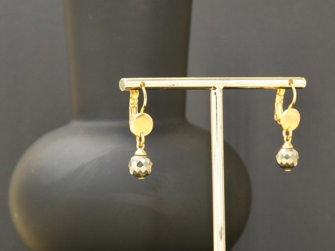 Boucles dormeuses — Pyrite facettée